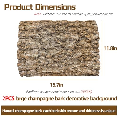 Hamiledyi 2PCS Cork Terrarium Background 15.7x11.8in Natural Cork Large Bark Backdrop Reptile Climbing Mat Habitat Decor for Spider Lizard Chamelon Turtle Beared Dragon - size: 2PCS-15.7x11.8in