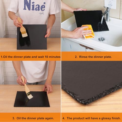 5 Pack 12 x 10 Inch Slate Cheese Boards, Black Rectangle Slate Charcuterie Boards, Natural Charcuterie Stone Plates for Parties, Gifts, and Special Events, Cheese, Sushi, Food. - size: 5 Pack 12 x 10 Inch