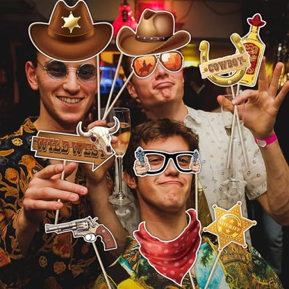 30PCS Western Cowboy Cowgirl Photo Booth Props with 1PCS Inflatable Photo Booth Frame for Wild West Themed Party,Country Party,Cowgirl Bachelorette Party,Cowboy Party Supplies - color: Western Cowboy