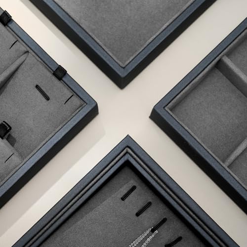 Microfiber Jewelry Display Tray for Ring Necklace Bangle Grey Microfiber Jewelry Organizer Display Flat Tray Catchall - size: 1 Grid