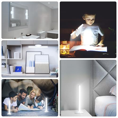 Benature LED Mirror Lights Portable Rechargeable Vanity Light 3 Brightness Touch Control Makeup Light for Bathroom Dressing Room 2 Packs - size: 2 Packs