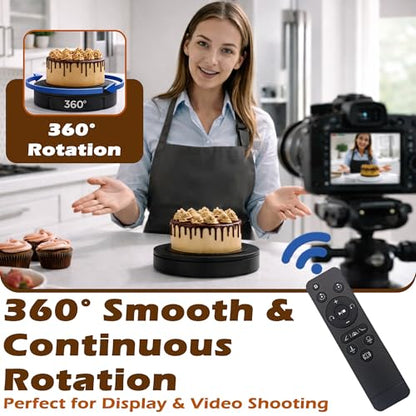 PROLEE Rotating Platform 12Inch/360lbs Capacity, 360 Degree Rotating Display Stand, Rotating Turntable for Photography, Remote Motorized Electric Turntable with 5 Colour Surface Covers and Carry Bag - color: Black