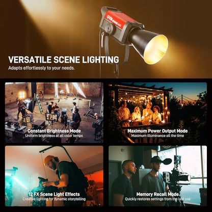 GVM 500W LED Video Light with APP Bluetooth Control, 2700K-6800K CCT, 227040lux@1m, Studio Photography Lighting with Bowen Mount, Continuous Output Lighting with Standard Cover, CRI 97+,COB Lamp Beads - size: 500W