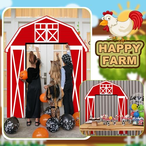 Mindsoft 3 Pcs Farm Animal Party Decorations Barn Door Banner Barn Door Backdrop Farm Birthday Supplies for Baby Shower Family Reunion Theme Party Supplies Halloween Trunk or Treat Car Decorations