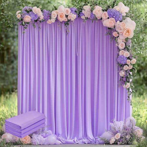 Wokceer Lavender Purple Backdrop Curtain for Wedding Parties 3 Pack 10x8FT Wedding Curtains Photo Backdrop Drapes Polyester for Photoshoot Baby Shower Birthday Party Background 6 Panels 5x8FT - color: Lavender Purple, size: (3 Pack)10FTx8FT