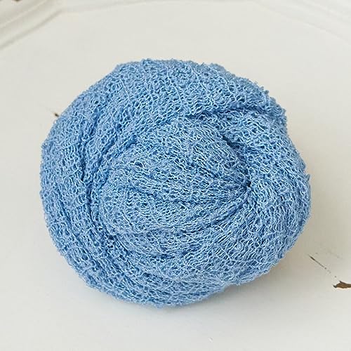 Zeroest Newborn Photo Prop Stretch Knit Wrap for Baby Photography Newborn Photoshoot Outfits Boys Girls Posing Blanket (Blue) - color: Blue