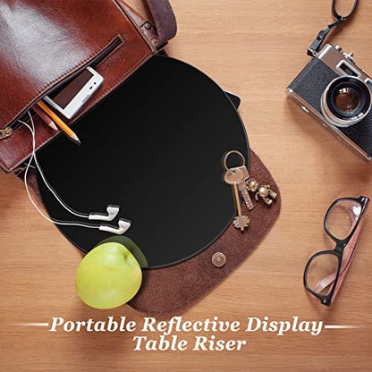 2 Pieces 12 Inch Reflective Display Table Riser Professional Product Photography Black and White Background Display for Product Table Top Photography Shooting