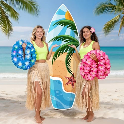 Yalikop 6 ft Surfboard Cardboard Cutout Stand up Photo Prop - Hawaiian Tropical Party Decorations Standee Surfboard Foam Board for Garden Yard Sign Decor Summer Beach Luau Photography Background - style: Summer