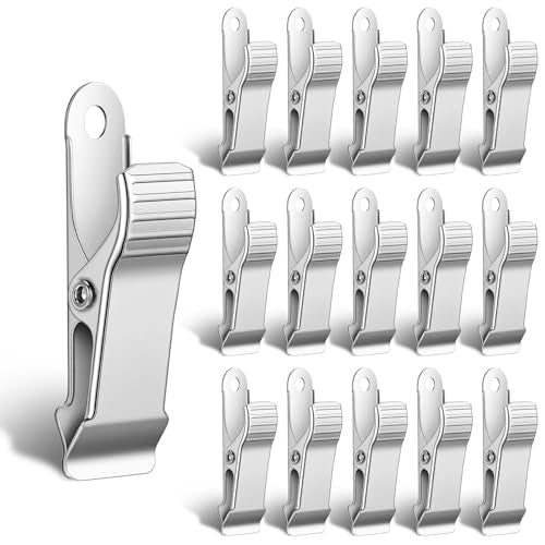 16Pcs Stainless Steel Small Clamps, Metal Spring Clamp Alligator Clips with Smooth Jaw Silver Curtain Clip for Work Clothes Photos Curtains Lights Hangers Crafts DIY Decoration