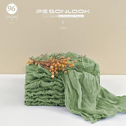 96 Pcs Sage Green Gauze Cheesecloth Napkins, 20 x 20 Inch Rustic Boho Dinner Napkins Wrinkled Rustic Linen Napkins for Wedding,Dinner,Parties - color: Sage Green, size: 20" x 20" (Set of 96)
