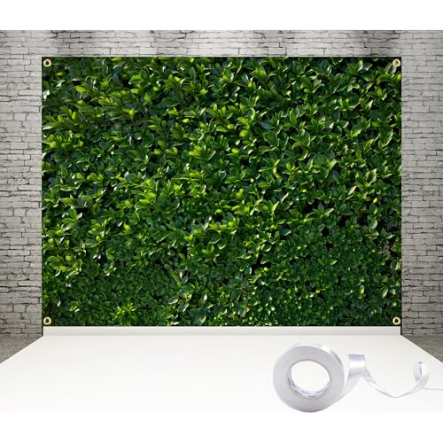 Green Leaves Backdrop 8x6FT – Large Nature Greenery Backdrop Wall for Wedding, Birthday, Baby Shower, Jungle Party – Green Leaf Photography Background with 32.8ft Ribbon & 4 Brass Grommets - color: Green Leaves Backdrop, size: 8x6FT