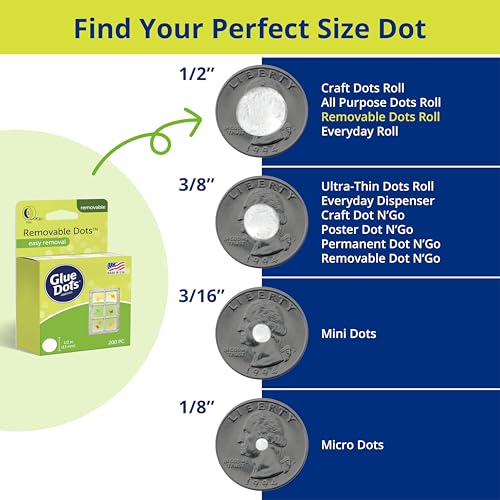Glue Dots, Removable Dots, Double-Sided, 1/2", .5 Inch, 200 Dots, DIY Craft Glue Tape, Sticky Adhesive Glue Points, Liquid Hot Glue Alternative, Clear - size: 1 Pack, style: Removable Dots Roll