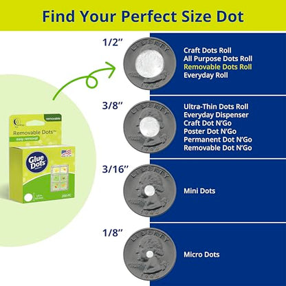 Glue Dots Double-Sided Removable Dots, 1/2'', Clear, Includes 3 Rolls of 200| 600 Total (Pack of 9) - size: 9 Pack, style: Removable Dots Roll