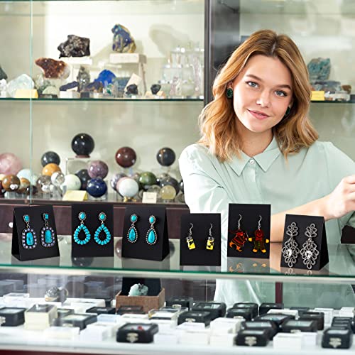 100 Pcs Standing Earring Display Cards Holders Paper Hanging Earring Packaging for Small Business Jewelry Packaging Supplies Selling DIY Retail Show Photography Props(Black) - color: Black