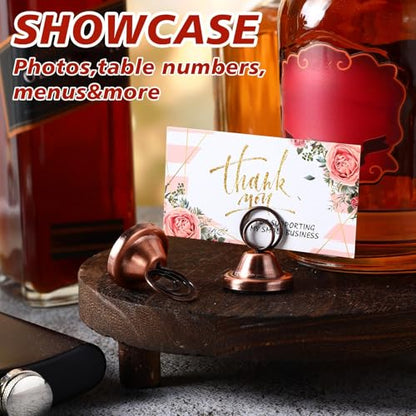 Fulmoon 24 Pcs Mini Table Number Holders Place Card Holders 1.5 Inch Steel Table Sign Stands for Wedding Graduation Reception Restaurant Home Photo Picture Office Memo (Red Bronze) - color: Red Bronze