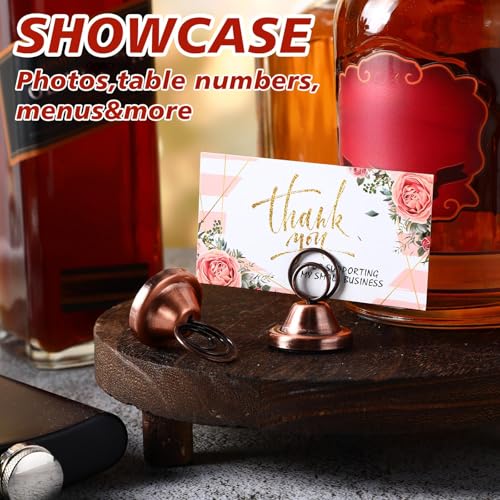 Fulmoon 24 Pcs Mini Table Number Holders Place Card Holders 1.5 Inch Steel Table Sign Stands for Wedding Graduation Reception Restaurant Home Photo Picture Office Memo (Red Bronze) - color: Red Bronze