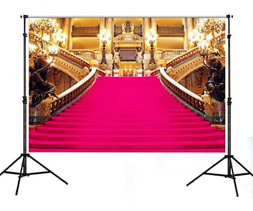 Pink Carpet Backdrop, Golden Palace Gorgeous European Hall Photo Backdrop, Vinyl 5x3ft Prom Picture Photo Studio Props BJXTGU81 - color: Pink, size: 5x3ft