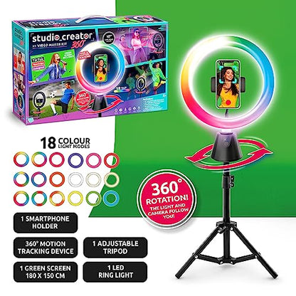 Canal Toys Studio Creator 360 Video Maker Kit, Green Screen and Tripod, Face and Motion Tracker, 10" Light Ring - style: 360 Video Maker