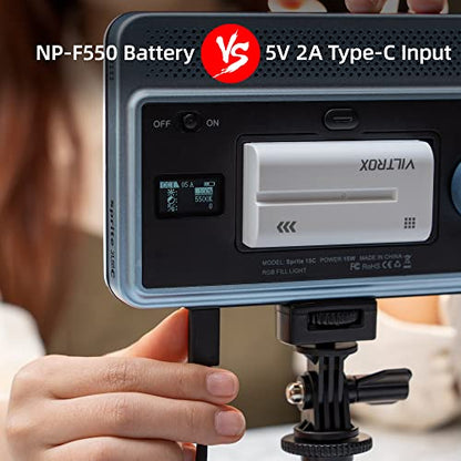 VILTROX RGB Led Panel Light, Smartphone Control Full Color On Camera LED Photography Light, 2600K-6800K Dimmable LED Video Light, with NP-F550 Battery (Sprite 15C) - size: 15W RGB & Bluetooth