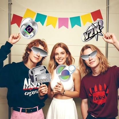 2000s Photo Booth Props, Funny Birthday Photoshoot Party Photography Props 00s Y2K Boy Girl Centerpiece Sticks Graduation Decorations 20 PCS
