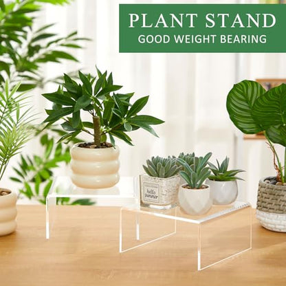 RattanView 2 Pcs 7 x 7 Inch Large Acrylic Risers Display Stands 5 mm Thick Acrylic Shelf Riser Showcase for Collectibles Jewelry Cupcakes Food Figures Perfume Cabinet (Clear) - color: Clear, size: 7 x 7 Inch, 5 mm