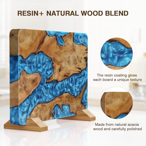 HOSHANHO Resin Magnetic Knife Block, Double Sided Magnetic Knife Holder and Kitchen Knife Organizer Storage, Thickened Acacia Wood Universal Knife Block for Chefs - size: 13*10*4.4 inch