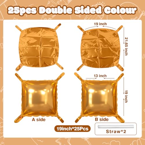 NISOCY Thanksgiving Fall Balloons 25PCS Brown Square Foil Balloons Wall Backdrop Double Sided Balloon Tunnel Arch Kit for Birthday Baby Bridal Shower Wedding Graduation Anniversary Party Decorations - color: A07 - Light Brown, size: 25PCS