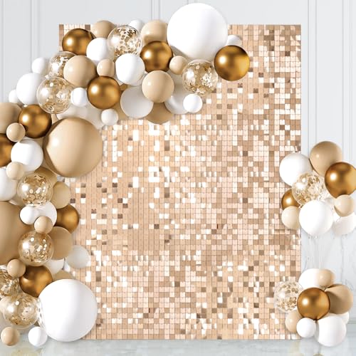 Champagne Shimmer Backdrop Sequin Wall Panel Backdrop 3ftx6ft Photo Backdrop for Birthday Anniversary Wedding Engagement Decorations - color: Champagne, size: 3ftx6ft