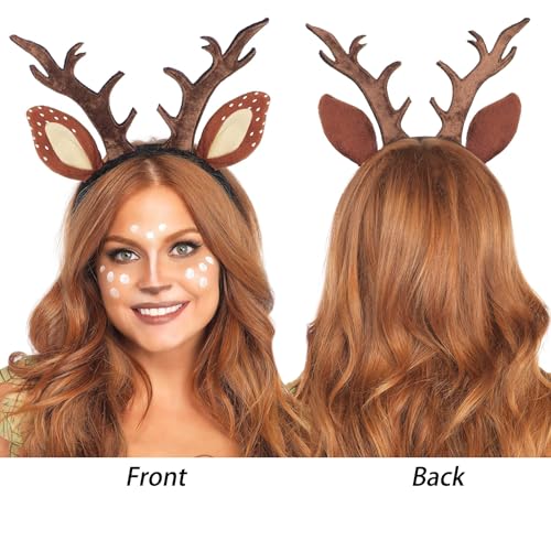 4 Pack Deer Antler Headbands Deer Costume Women's Fawn Horn Headband Reindeer Headband with Antler Ears Animal Cosplay Costume for Halloween Christmas Party Favors