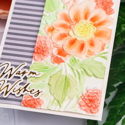 Briartw Blooming Flowers Texture Template 3D Embossing Folder for Card Making Adding Textured Detail to Paper Crafting 6.3x4.5inch Clear Texture Plate Perfect for Heavyweight Cardstock (≥250gsm/92lb) - color: Blooming Flowers B