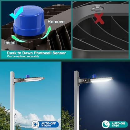 240W LED Parking Lot Light Dusk to Dawn Photocell 5000K Commercial Outdoor Area Light IP65 Waterproof 100-277V 36000LM Wall Mount - size: 240W Wall Mount