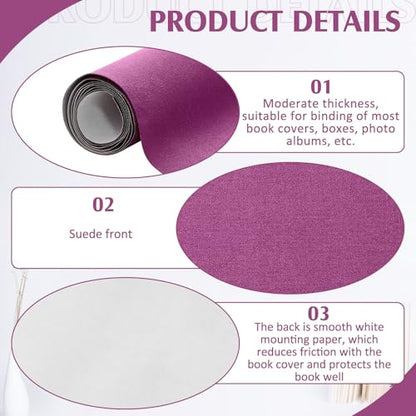 PerKoop Book Cloth for Book Binding 40 x 16 Inch Fabric Surface Paper Backed Bookcover Archival European Durable Strong Bookbinding Supplies Cover Books Album Scrapbooking (Purple) - color: Purple