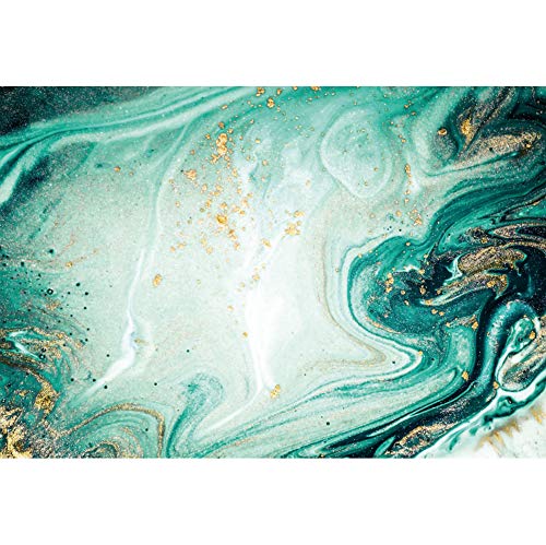 Leyiyi 8x6ft Green Marble Backdrop Green Marble Texture Photography Background Watercolor Art Ink Painting Golden Glitter Golden Quicksand Liquid Abstract Background Home Decor Photo Booth Props - color: Emerald Green, size: 8x6ft