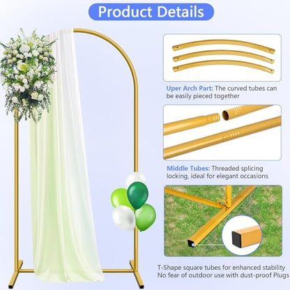 Metal Arch Backdrop Stand and Cover Set 6.6 ft, Wedding Arch Stand with White Cover for Party, Birthday, Wedding, Bridal Shower, Baby Shower (White, 6.6 ft) - color: White, size: 6.6FT