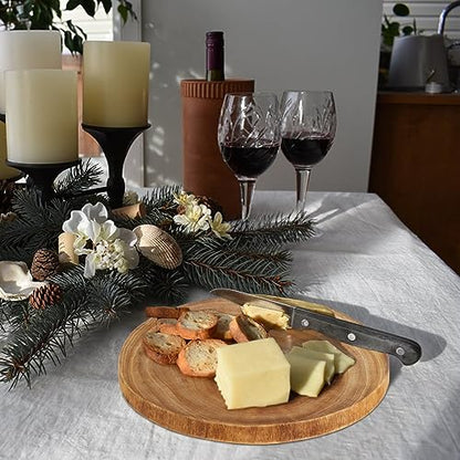 Nicunom 2 Pack Large Wood Slab Serving Board, 9"-10"/11"-12" Wood Cheese Server Round Board, Wooden Slices for Table Centerpieces