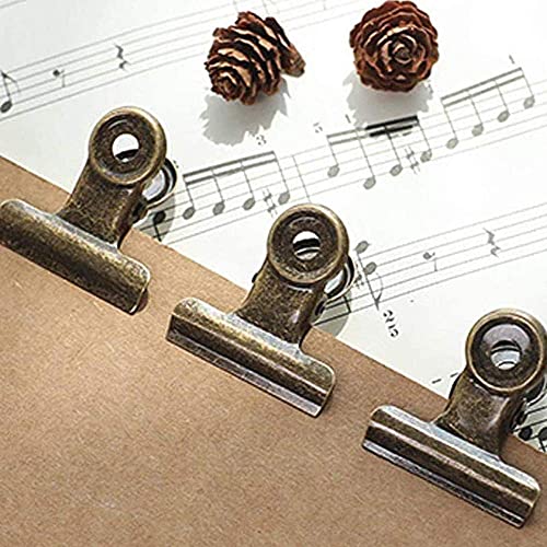 YUCHIYA 20 Pack Metal Clips with 20 Push-pins for Corkboard,Bulldog Clips for Hanging Pictures,Small Hinge Clips for Crafts,Mini Binder Clips Paper File Clamps for Office School(Bronze,1.2inch) - color: Bronze, size: 1.2 inch