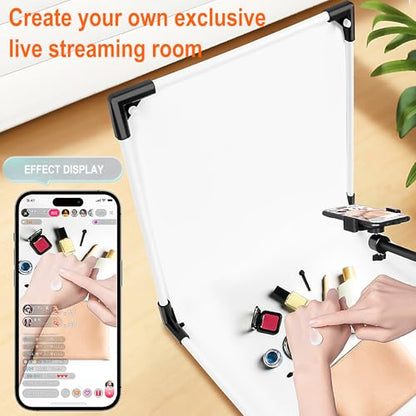 Photo Backdrop Stand 2x4ft L-Shaped,Portable Product Photography Background with 5 Color Backdrops for Small Studio, E-Commerce Product Shooting, Jewelry & Craft Photography