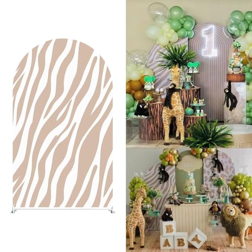 Jungle Zebra Animals Arch Backdrop Cover for Wild Safari Birthday Party Arched Background Stand Stretchy Fabric Covers Baby Shower Boys Parties Banquets Decorations3.3x6.5FT - color: 11zebra, size: 3.3x6.5ft cover