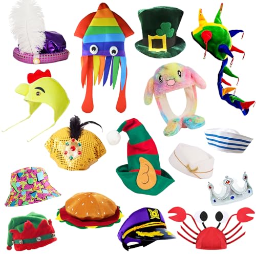 12 Assorted Funny Hats Crazy Party Hat for Adult Teen, Photo Booth Props Dress Up Costume Accessories