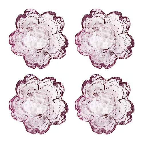 4 Pack Sakura Sauce Dishes Set, Pink Cherry Flower Crystal Glass Appetizer Plates Dipping Bowls Tasting Dishes Serving Dish Seasoning Saucers Bowl Little Bowls Ice Cream Snack Sushi Soy Condiment Dish - color: Glass Sakura