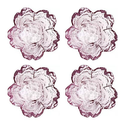 4 Pack Sakura Sauce Dishes Set, Pink Cherry Flower Crystal Glass Appetizer Plates Dipping Bowls Tasting Dishes Serving Dish Seasoning Saucers Bowl Little Bowls Ice Cream Snack Sushi Soy Condiment Dish - color: Glass Sakura