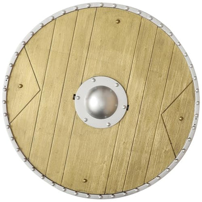 iEFiEL Medieval Vikings Era Shield Wood-Look Warrior Role Play Halloween Fantasy Photography Props - color: Gold