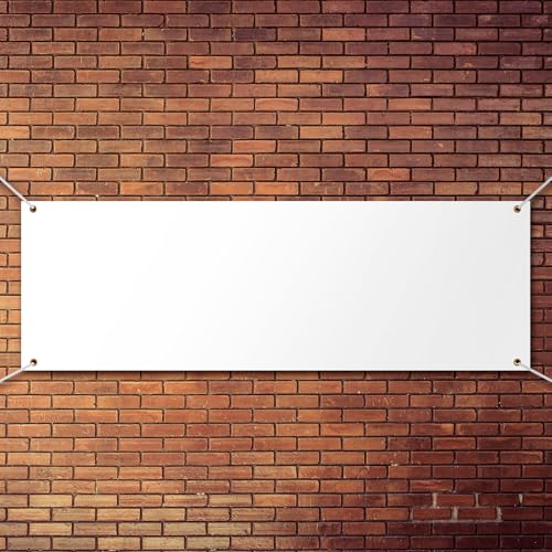 Zonon Large Blank Banners And Signs Polyester Oxford Cloth Sublimation Banner To Decorate With Hanging Rope For Indoor Wall Outdoor Easy Hang Diy Signs For Business Office(White,2 x 6 Feet) - color: White, size: 2 x 6 Feet