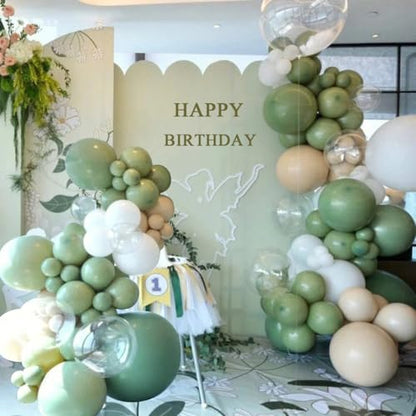 MEBAY Green White Sand Balloon Arch Kit, 141Pcs Avocado Green Sand White Boho Sandy Brown and White Balloons for Baby Shower Bridal Shower Birthday Party - color: 141-sand White