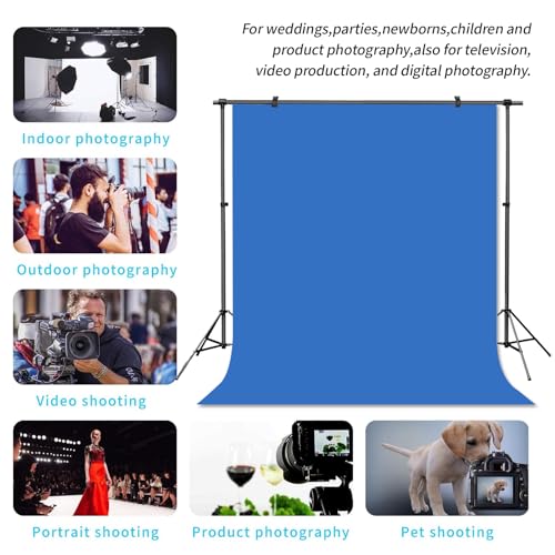 Blue Backdrop Background for Photography Photo Booth Backdrop for Photoshoot Background Screen Video Recording Parties Curtain 8x10FT - color: Blue, size: 8x10ft