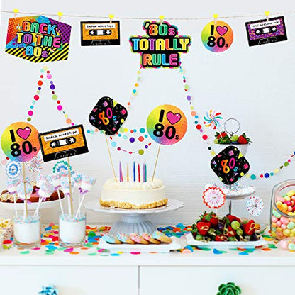 24 Pieces 80's Party Decorations 1980's Retro Centerpiece Sticks Back to 80s Hip Hop or Birthday Theme Party Centerpiece Sticks Table Toppers Photo Booth Props