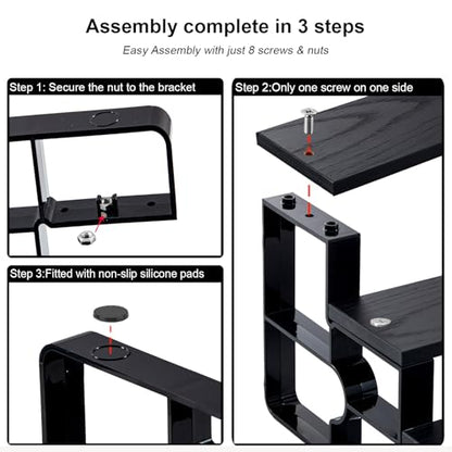 GRELY Waterproof Wooden Perfume Organizer for Men, 4 Tier 11.2 Inch Cologne Stand with ABS Frame, Anti-Slip for Dresser Bathroom Space-Saving(Black, 4 Tier 11.2") - size: 4 Tier 11.2"