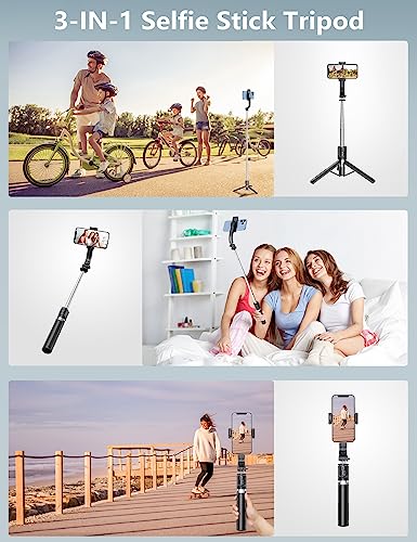 Selfie Stick Tripod with Light, 45'' Selfie Stick with Wireless Remote, Portable Phone Tripod Compatible with iPhone 16/15 Pro Max/15/14 Pro/14/13, Samsung S22/ S23 Ultra/Android Smartphone - color: Black - 45" Standard Height