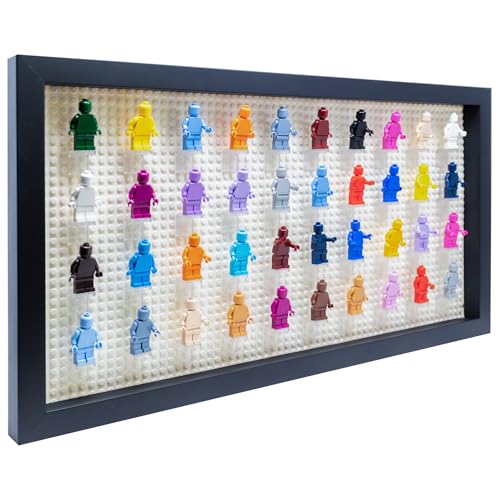 Figurine Display Case 10x20.125 Black Shadow Box for Miniature Figures 10x20.125 Black Wood Shadow Box with White Base to Display Up to 56 Block Figures - color: Black With White Backing, size: 10x20.125