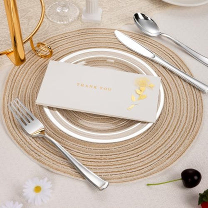 BESTSTAR 7 Inch Clear with Silver Rim Plastic Plates,100PCS Disposable Dessert/Appetizer/Small Cake Plates,Heavy Duty Plate Ideal for Wedding and Birthday Party - color: Clear Silver, size: 7 inch
